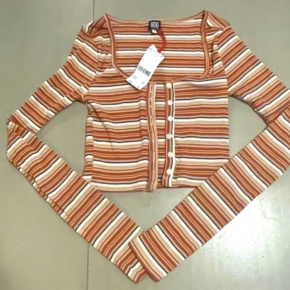BDG Tops - Nwt bdg from urban outfitters striped cropped ribbed cardigan size small